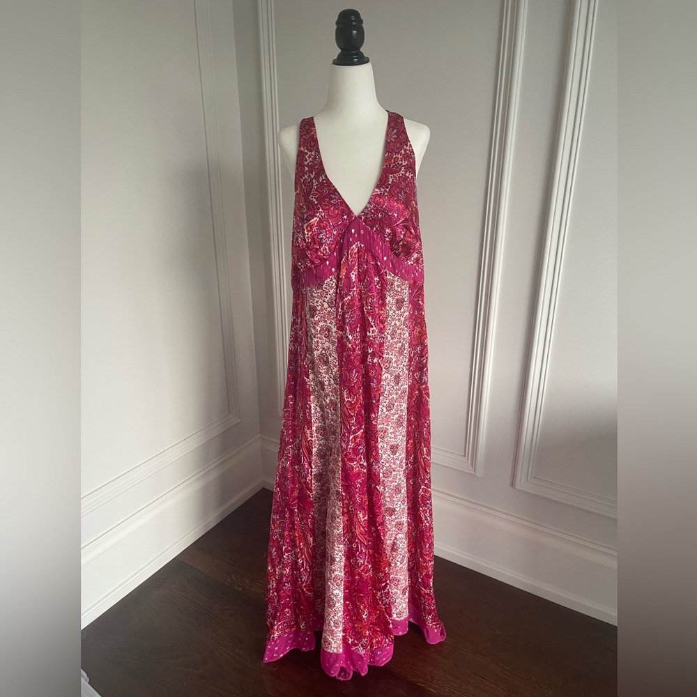 Monsoon Vibrant Magenta Paisley Pattern Sleeveless Maxi Dress